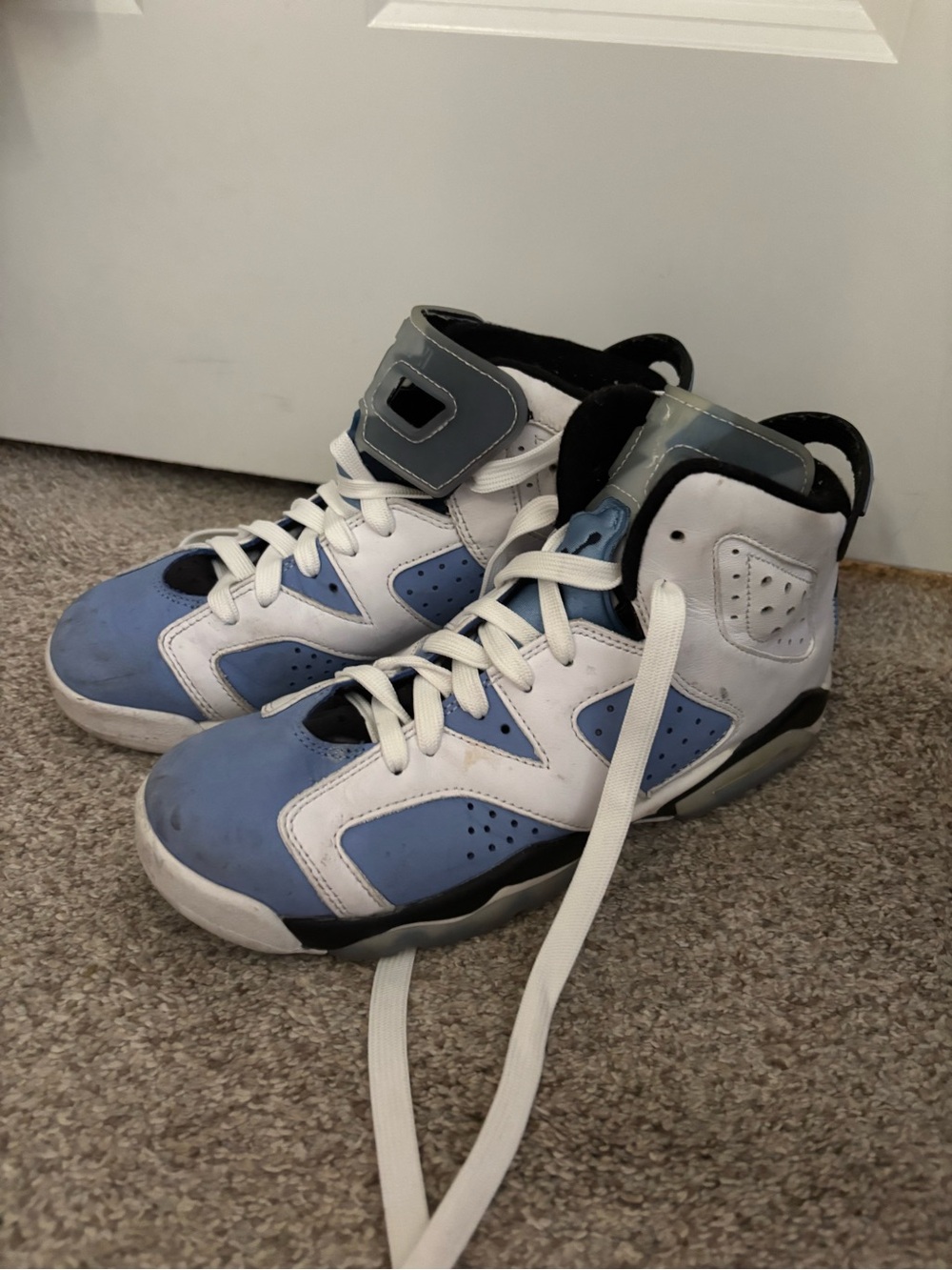 Kids High-Top Sneakers in Light Blue and White with Ankle Strap